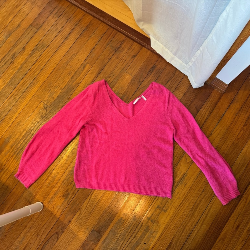 Helmut lang Vibrant Pink V-Neck Sweater